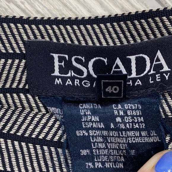 Escada Black and White Herringbone Striped Mini skirt - sz 40 - Picture 4 of 11